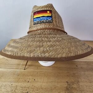 Hilton Head Island Mens Canopy Woven Straw Hat Fishing Vacation Drawstring